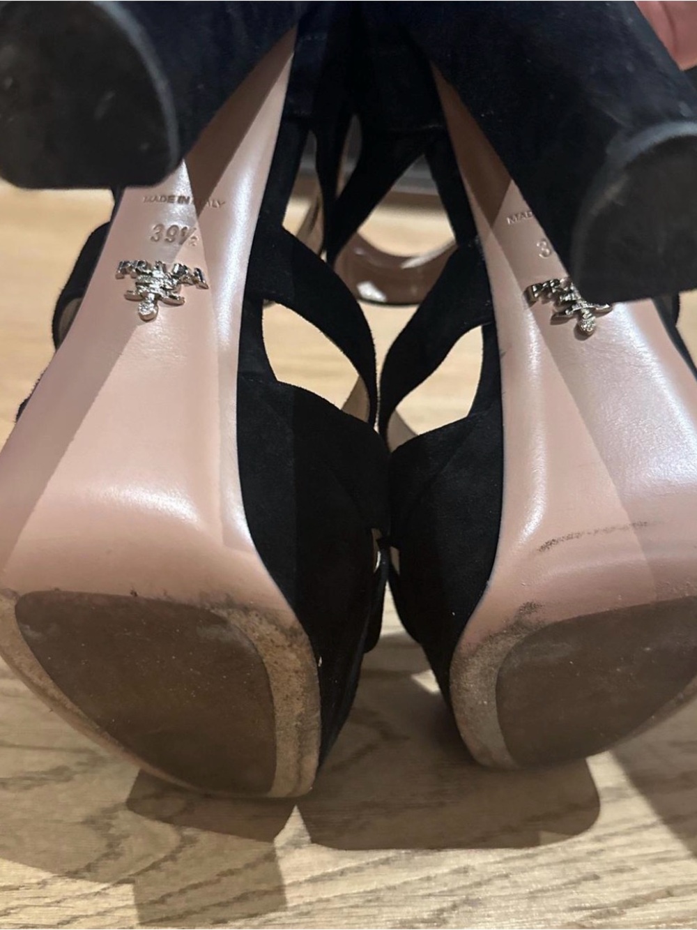 Prada Black Suede Crisscross Strappy Sandals - Picture 4 of 4